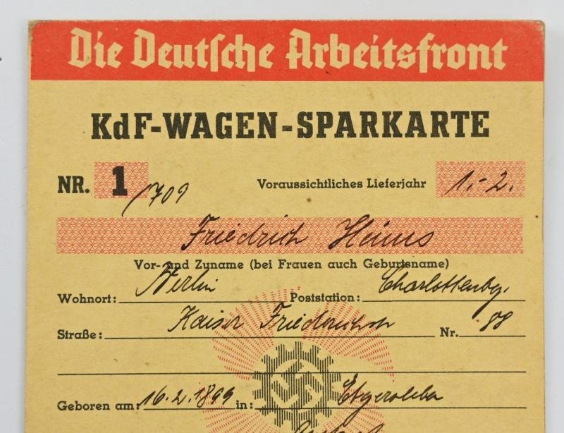 German DAF 'KdF' Saving Card — image 3