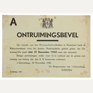 Dutch Eviction Notice 1942