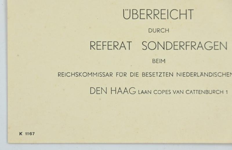 German Parcel Card of the 'Reichskommissar für die besetzten niederländischen Gebiete — image 2