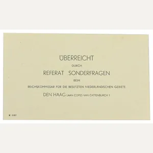 German Parcel Card of the 'Reichskommissar für die besetzten niederländischen …