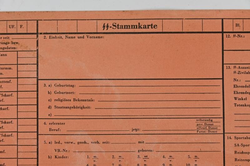 German Waffen-SS 'Stammkarte' Personal Record File — image 2