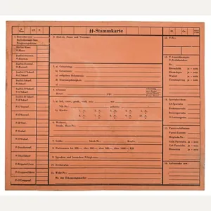 German Waffen-SS 'Stammkarte' Personal Record File