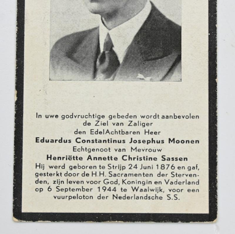Dutch Deathcard Eduard Moonen, Mayor of Waalwijk — image 2