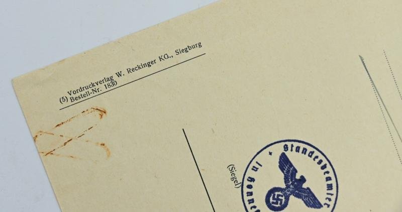 German Death Certificate 'SS Sturmann Krebs' — image 4