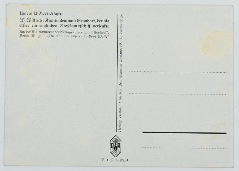 German KM Postcard ''Kapitanleutnant Schuhart' — image 2