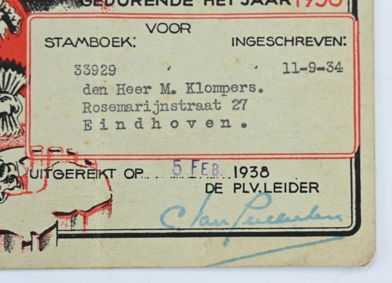 Dutch NSB Membercard 1938 — image 2