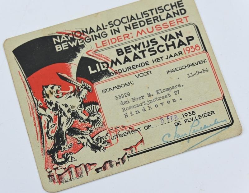 Dutch NSB Membercard 1938 — image 4