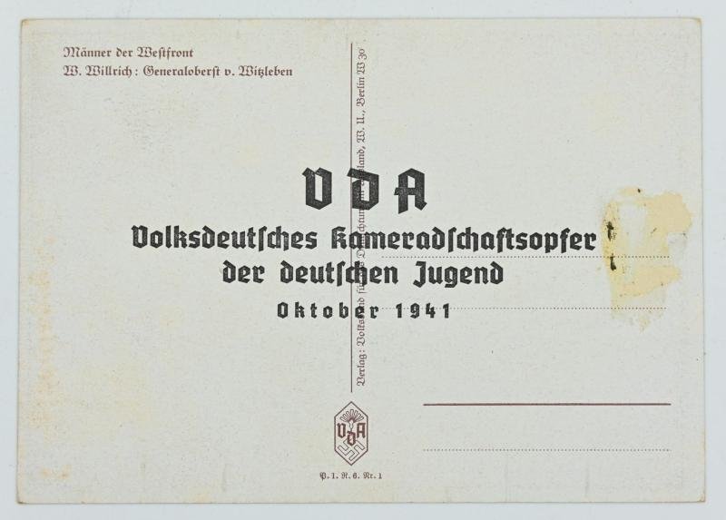 German WH Postcard 'Generaloberst von Witzleben — image 2
