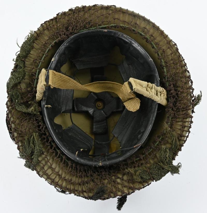 British WW2 Brody Helmet with camo net and first aid pack — image 10