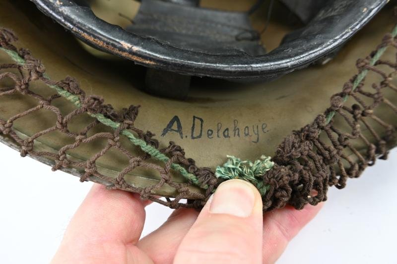 British WW2 Brody Helmet with camo net and first aid pack — image 13