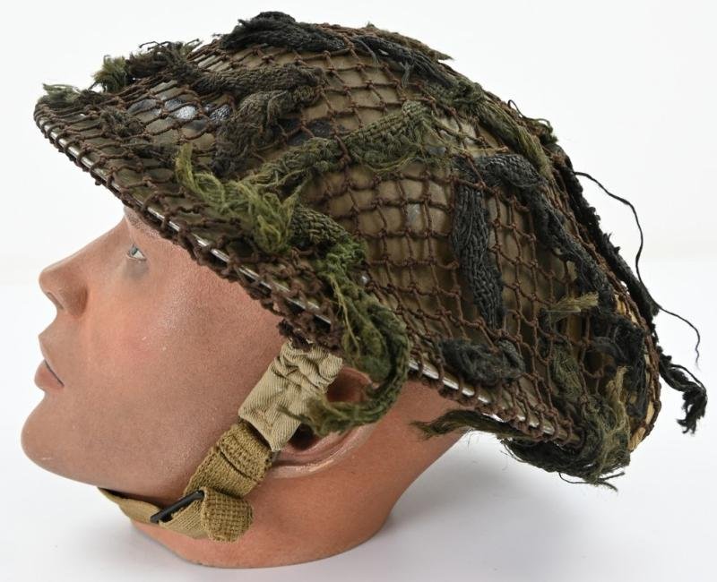 British WW2 Brody Helmet with camo net and first aid pack — image 2