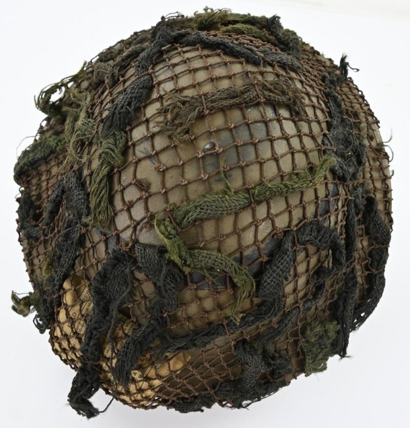 British WW2 Brody Helmet with camo net and first aid pack — image 3