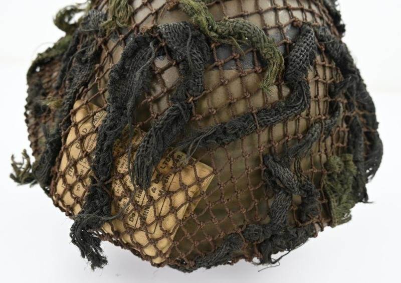 British WW2 Brody Helmet with camo net and first aid pack — image 4