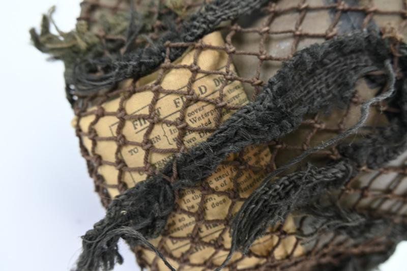 British WW2 Brody Helmet with camo net and first aid pack — image 5