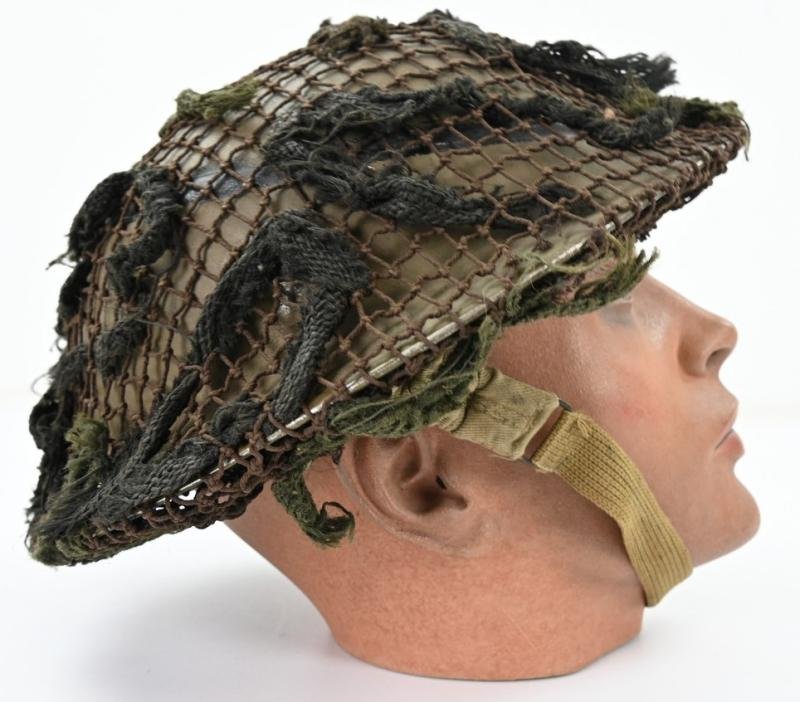 British WW2 Brody Helmet with camo net and first aid pack — image 6