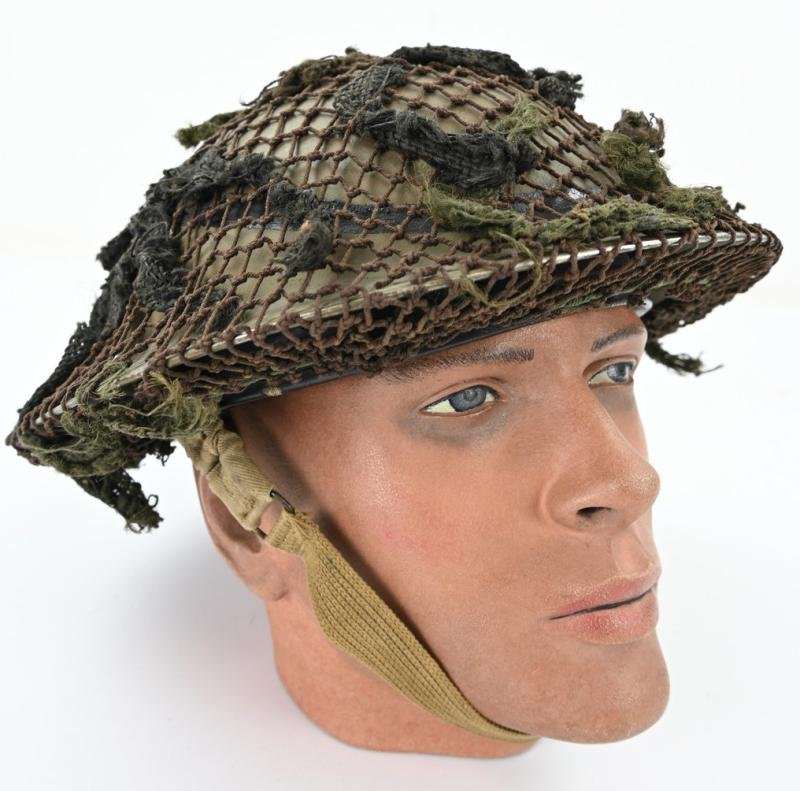 British WW2 Brody Helmet with camo net and first aid pack — image 7
