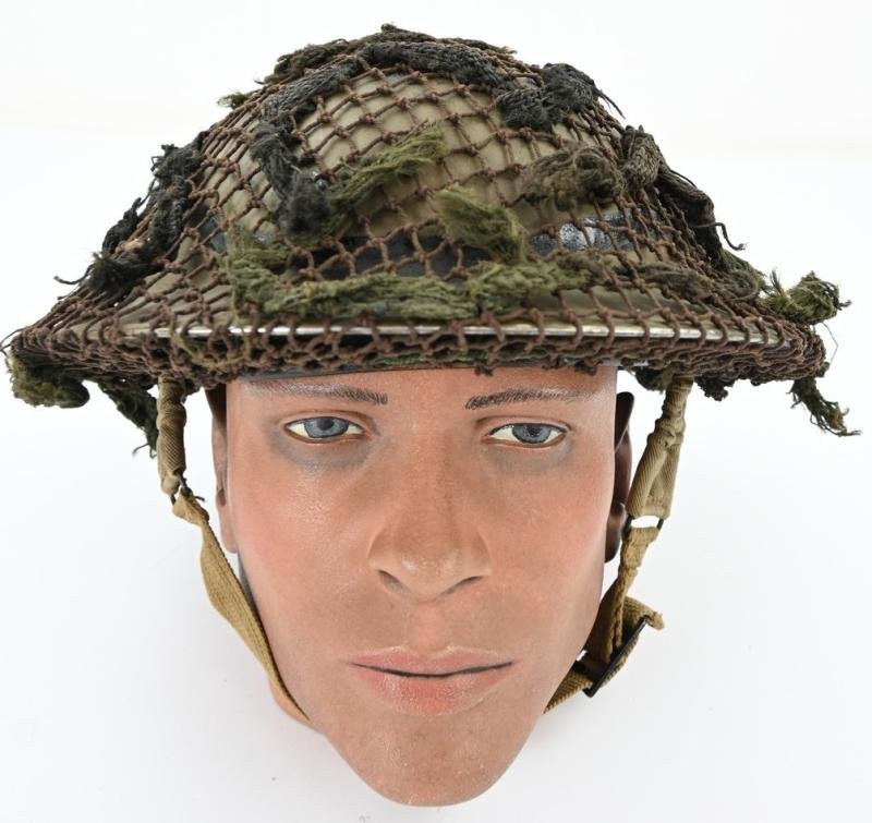 British WW2 Brody Helmet with camo net and first aid pack — image 8