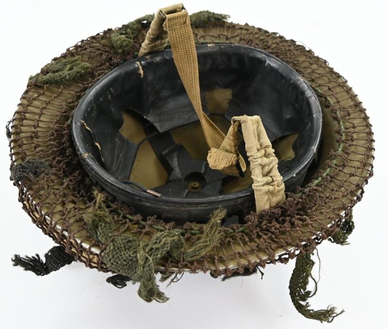 British WW2 Brody Helmet with camo net and first aid pack — image 9