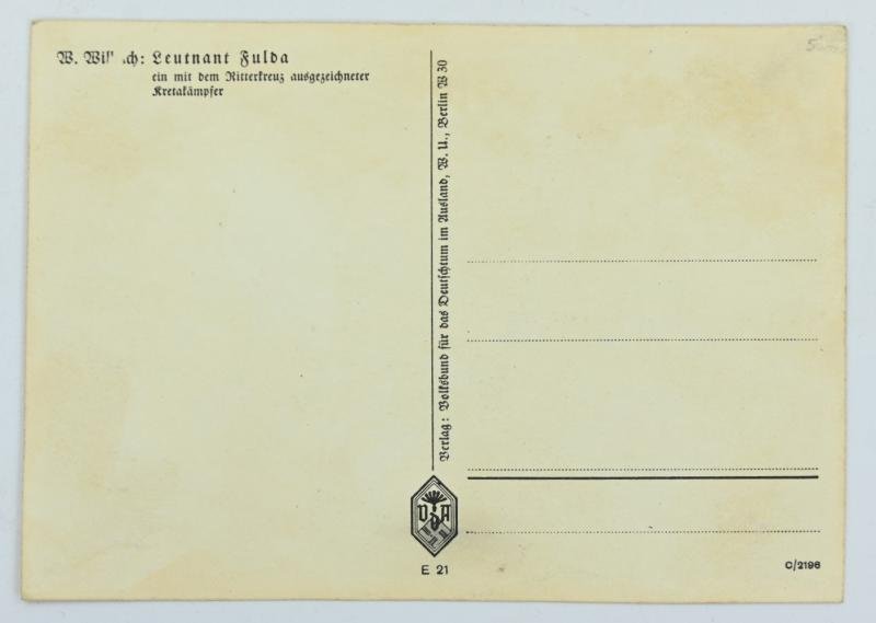 German Postcard of Fallschirmjager Leutnant Fulda — image 2