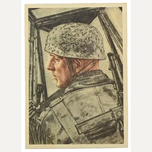 German Postcard of Fallschirmjager Leutnant Fulda