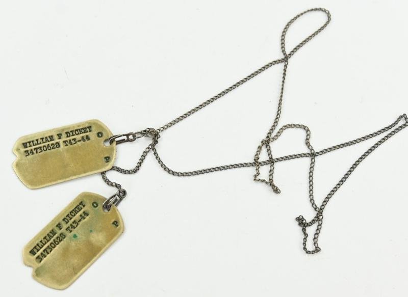 US WW2 Dog-tags with Silver Chain 'William F. Dickey' — image 2