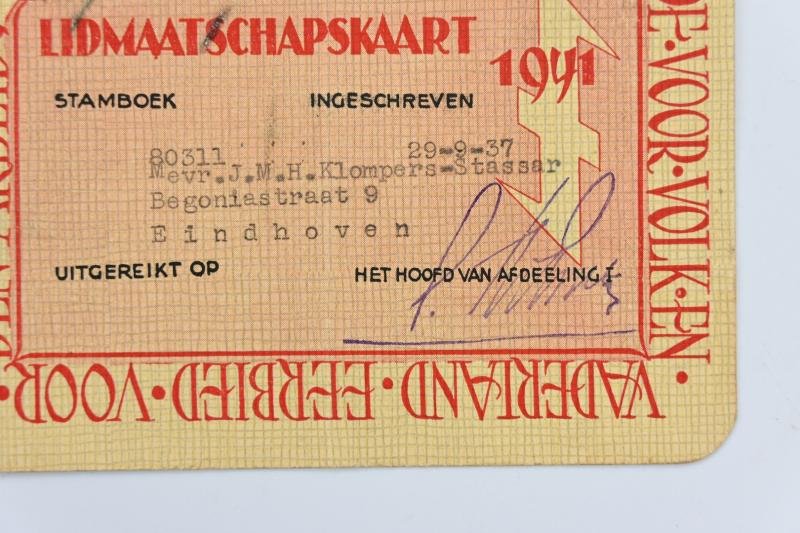 Dutch NSB Membercard 1941 — image 2