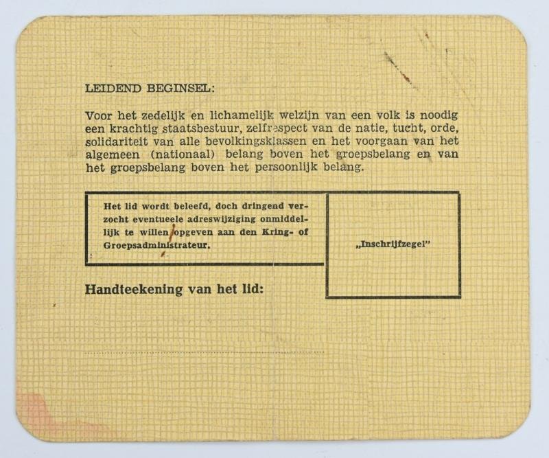 Dutch NSB Membercard 1941 — image 3