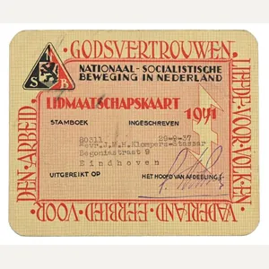 Dutch NSB Membercard 1941