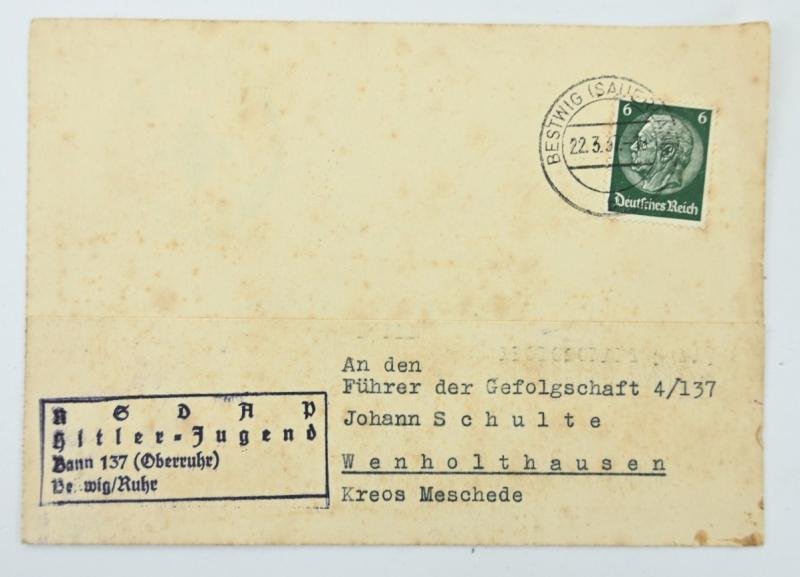 German NSDAP Letter Hitler Youth Memberpass — image 5