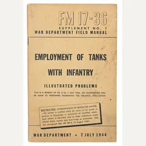 US WW2 Field Manual FM17-36 Tanks with Infantry
