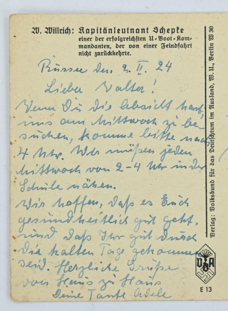 German KM Postcard 'Kapitanleutnant Schepke' — image 3