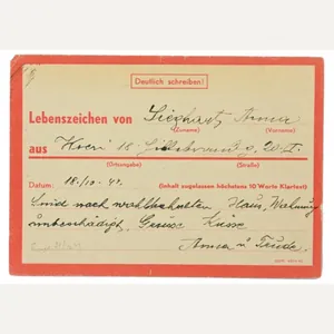 German Third Reich Period Letter 'Signs of Life'
