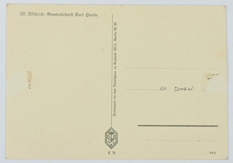 German WH Postcard 'Generaloberst Kurt Haase' — image 2