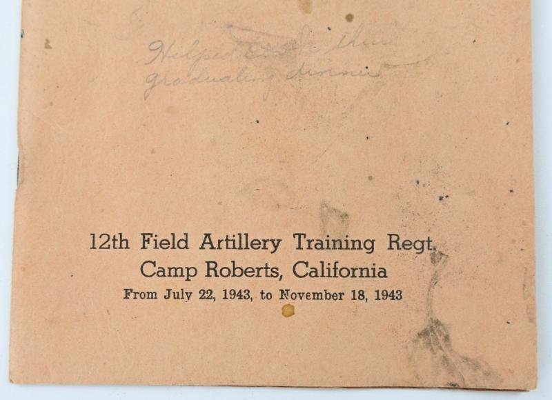 US WW2 54th Armoured Field Artillery Battallion Gratuation Booklet — image 3