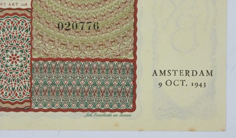 Dutch WW2 Period Banknote 25 Guldens — image 4