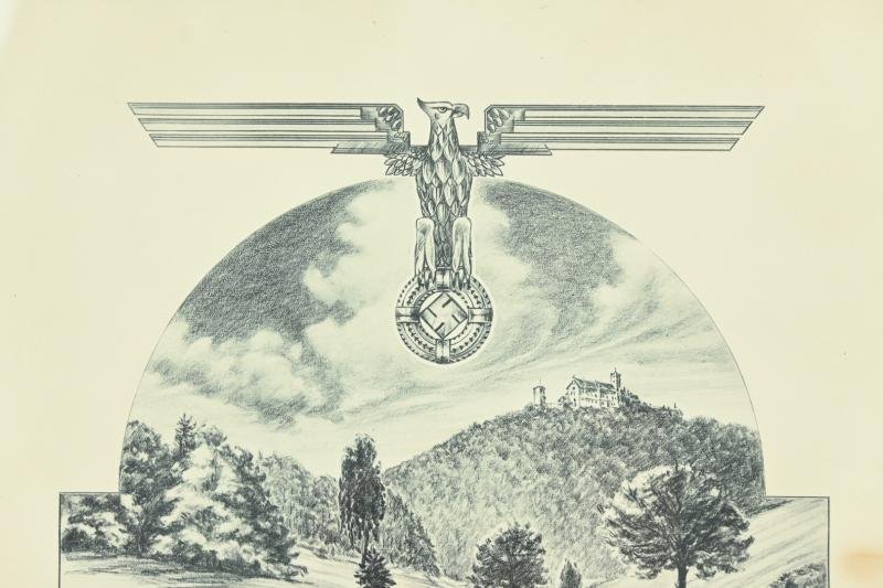 German WH Panzer Service Certificate in Frame — image 3