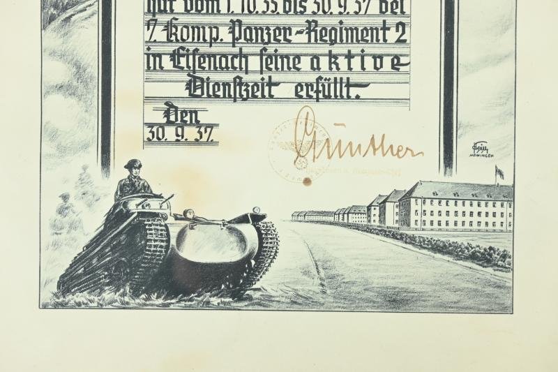 German WH Panzer Service Certificate in Frame — image 6