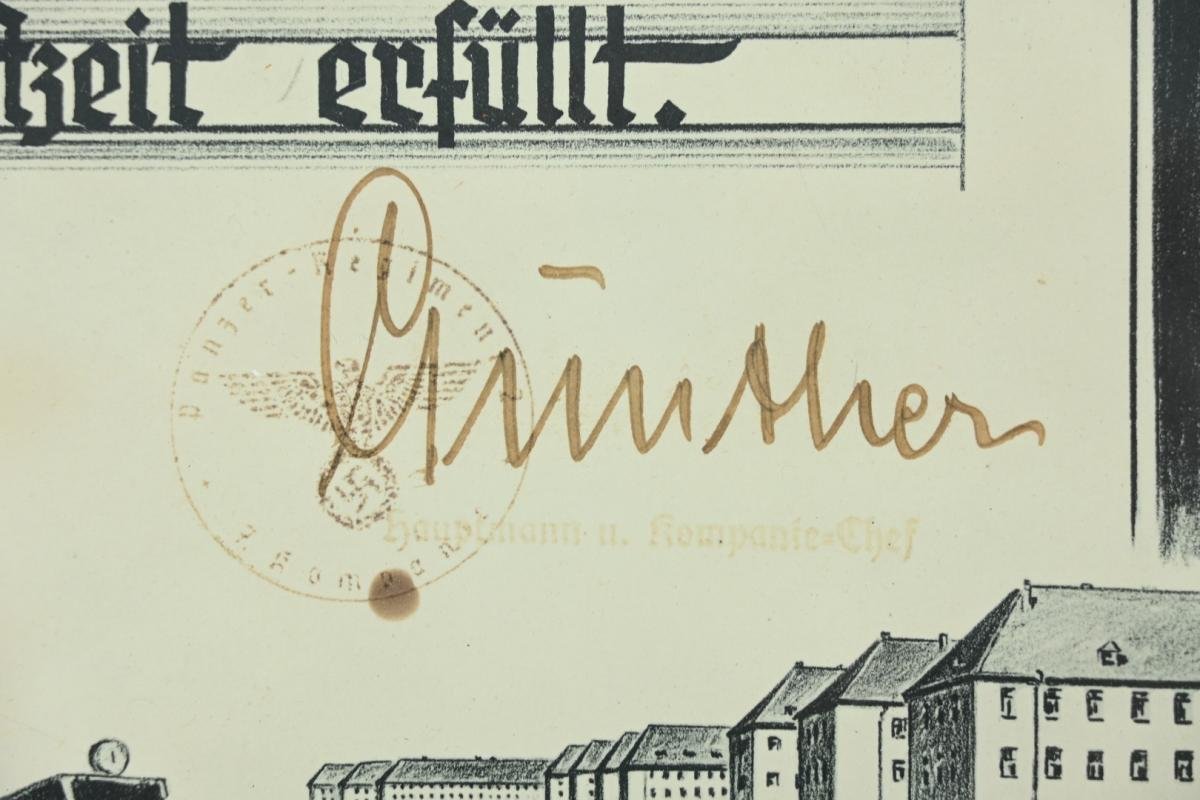 German WH Panzer Service Certificate in Frame — image 7