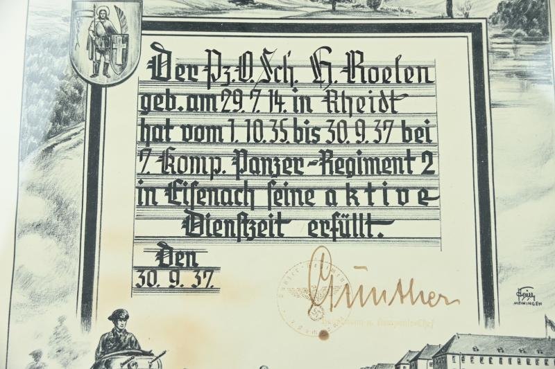 German WH Panzer Service Certificate in Frame — image 8