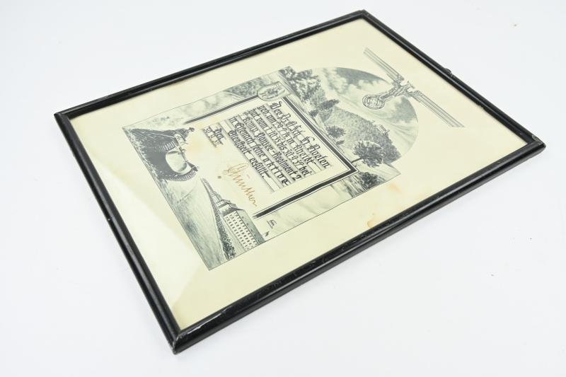 German WH Panzer Service Certificate in Frame — image 9