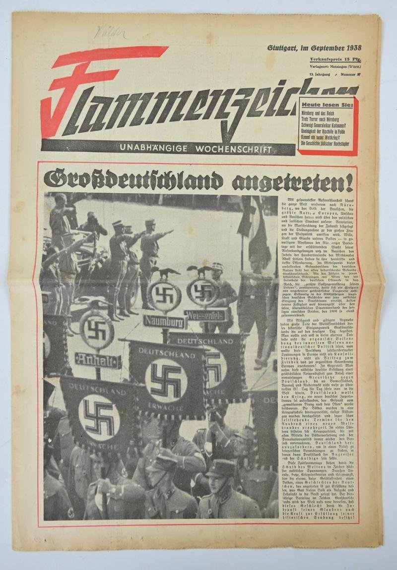 German Third Reich Newspaper 'Flammenzeichen' 1938 — image 2
