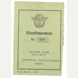 German Police Membercard ''Reiter Karl'