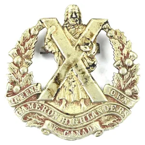 British WW2 Queen's Own Camaron Higlanders Regiment Cap Badge