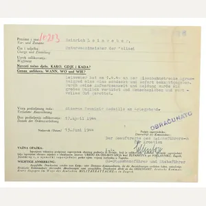 Croatian WW2 Iron Zvonimir Medal Certificate