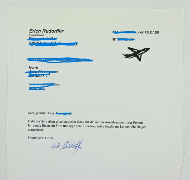 Signature of Luftwaffe KC-OLC & S Recipient 'Erich Rudorffer' — image 4