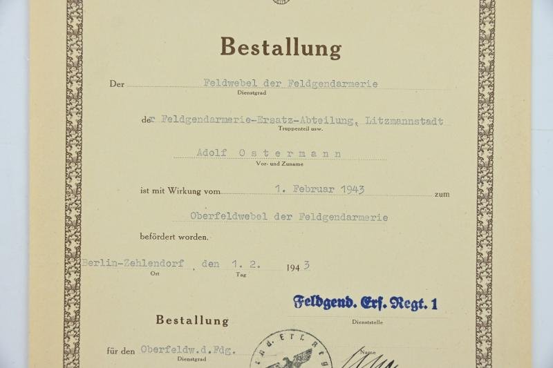 German WH Feldgendarmerie Rank Promotion Certificate — image 5