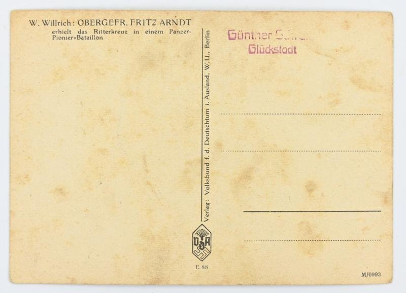 German Willrich Postcard 'Obergefreiter Arndt' — image 2