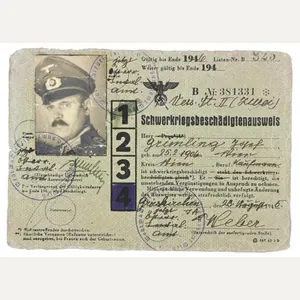 German ID Card of War Damaged Soldier