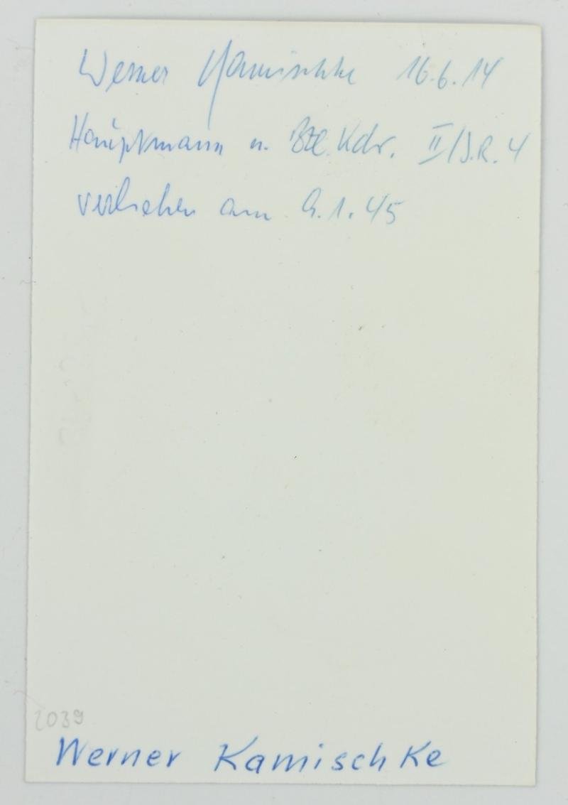 Signature of Wehrmacht Heer KC Recipient 'Werner Kamischke' — image 2