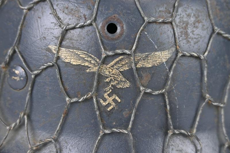 German LW M40 SD Combat Helmet with Full Wire Basket — image 3
